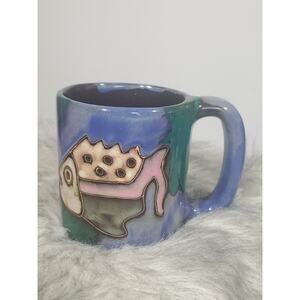 Vtg Design By Mara Studio Art Pottery Fish Coffee Cocoa Mug Mexico Retro